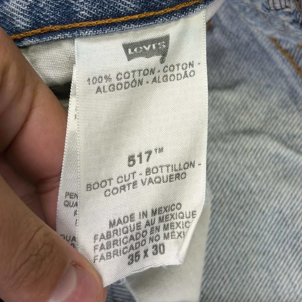 Levi's 517 Bootcut Jeans Mens 36x31 Blue Distressed Western Grunge Vintage Y2K